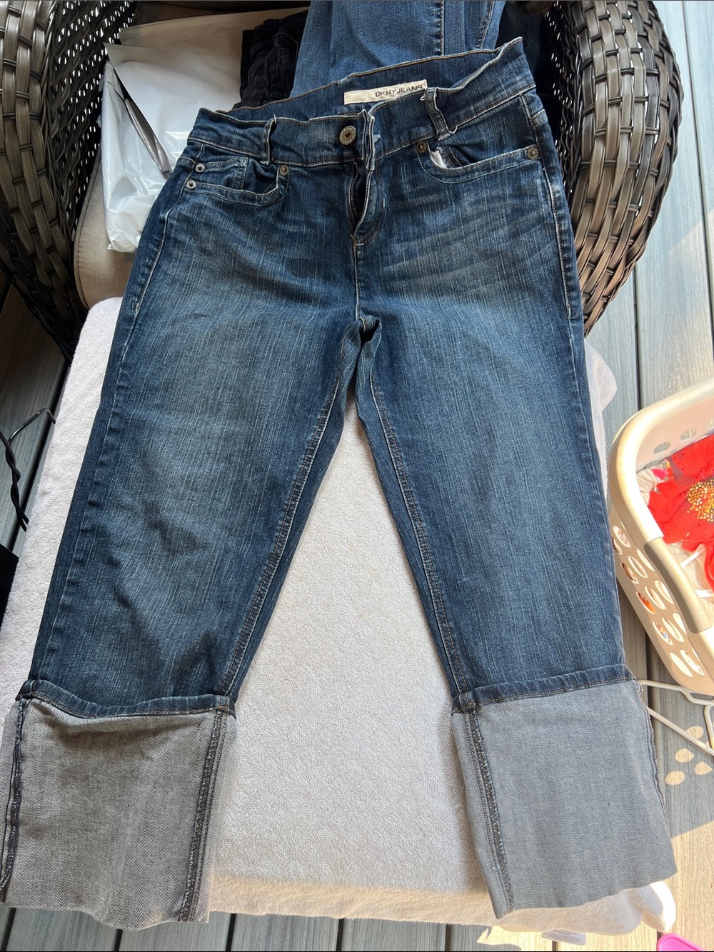 DKNY Dark Blue Cuffed Cropped Jeans